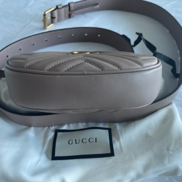 Gucci GG Marmont Belt Bag Matelasse Leather Gold Handbag Chevron Rose Bag New main image 6